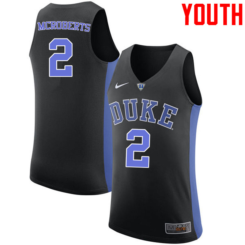 Youth #2 Josh McRoberts Duke Blue Devils College Basketball Jerseys-Black - Click Image to Close